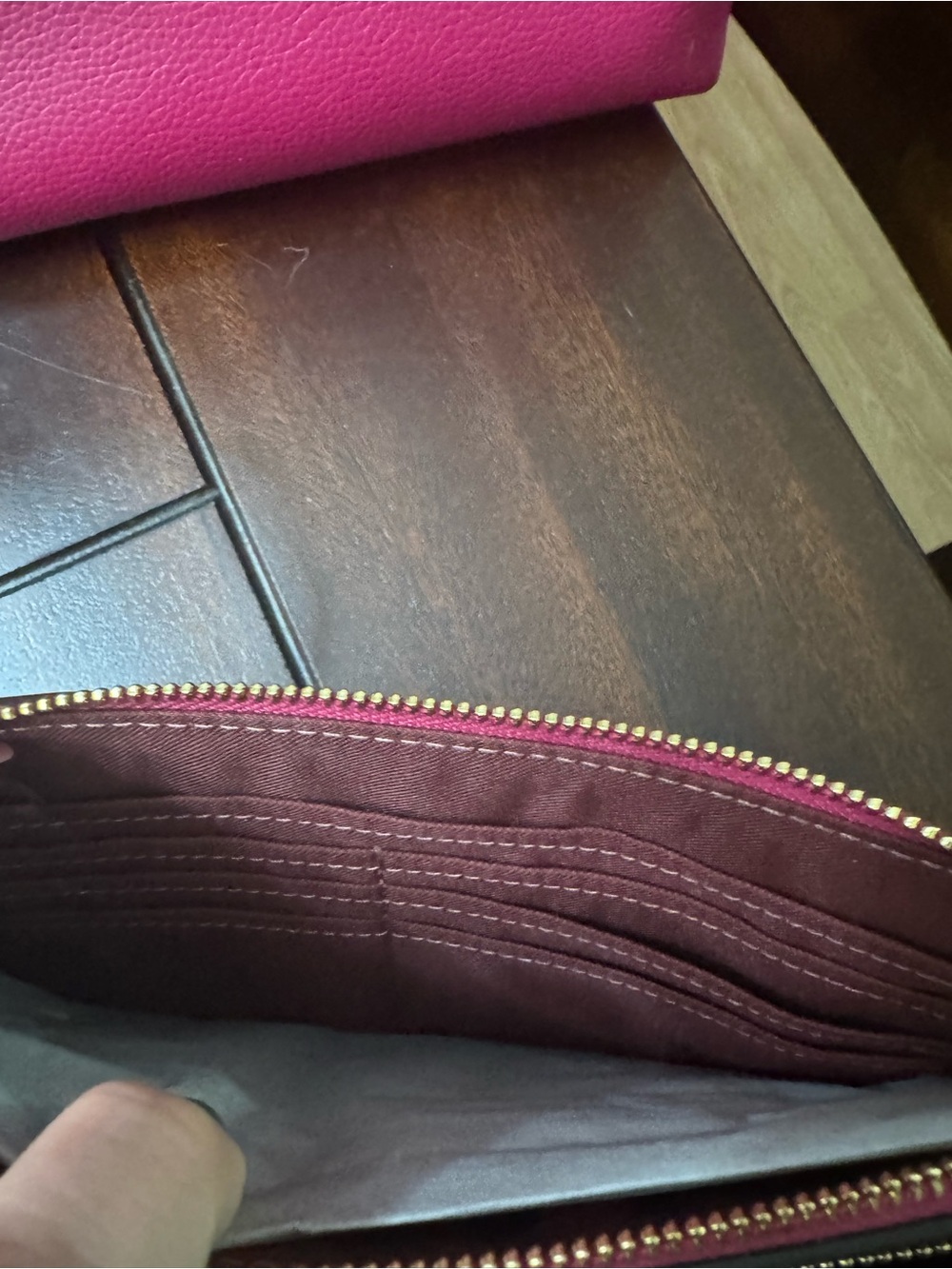 Coach Hot Pink Leather Tote with Signature Canvas Wristlet - Picture 10 of 11